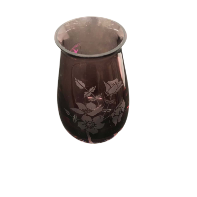 Caithness Studio Cut Glass Vase Burgundy