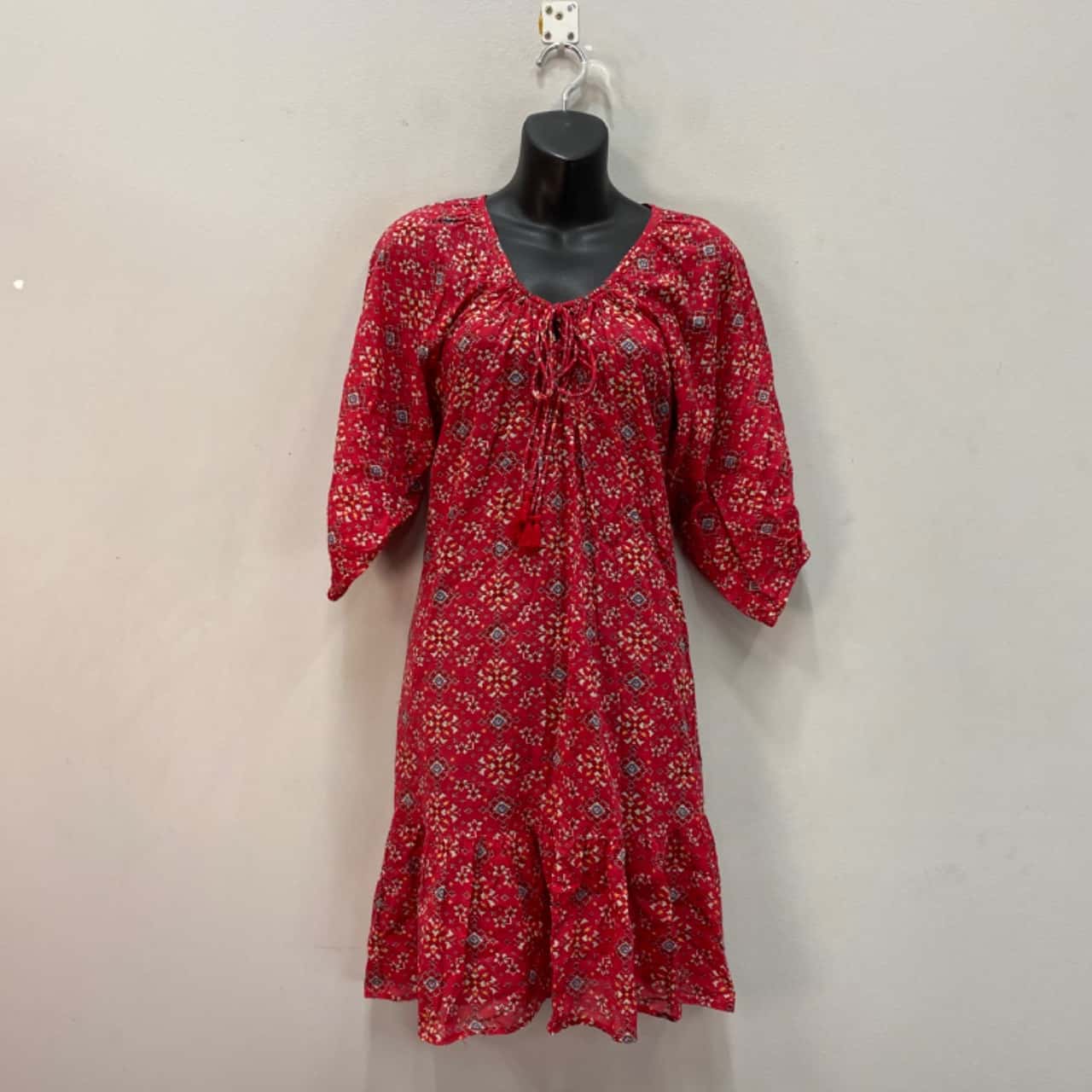 open lace back dress Aztec Short Dress Red