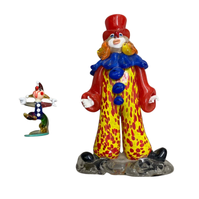Two handmade glass clowns ‘Rikaro crystal’ Czech Republic 
