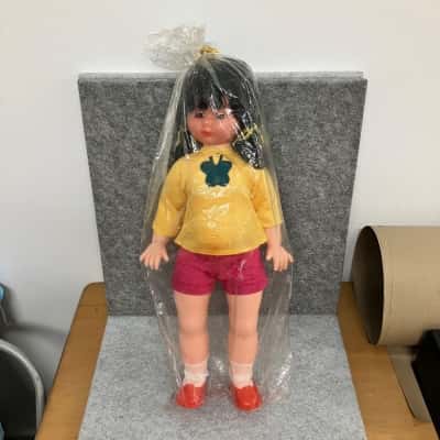 Vintage Brunette Doll with Yellow Shirt and Pink Shorts
