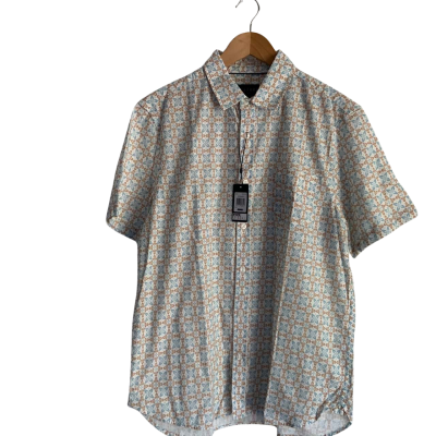 Reserve Mens  Size L Short Sleeve Shirt Blue / Mustard / Off White 