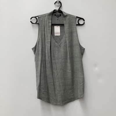 NEW - Carraz 100% Silk Sleeveless Top Grey Size 12