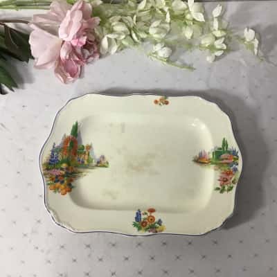 Vintage J & G Meakin Floral Cottage Garden Pattern Rectangular Serving Platter