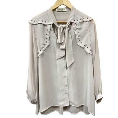 Mossman Beige Eyelet-Detail Blouse Size 8