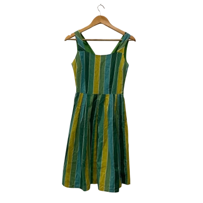 Revival Womens  Size S/6 Sleeveless Dress  Green / Multicoloured / Striped 