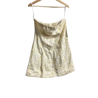 Min Renn Womens  Size 8 Strapless Dress White / Yellow 