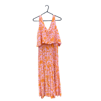 Womens Mister Zimi Size 12 3/4 Leg Jumpsuit Orange / Pattern / Pink  