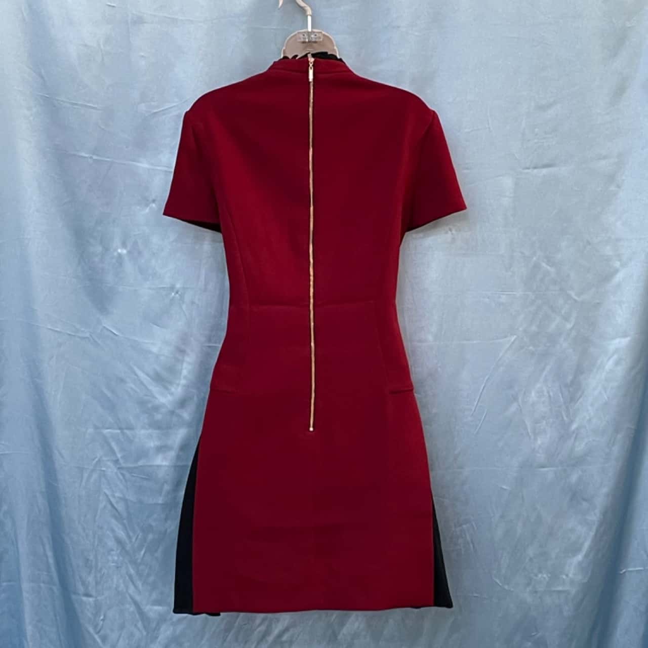 Cue Womens Size 14 Babydoll Maroon and black mini dress (s)