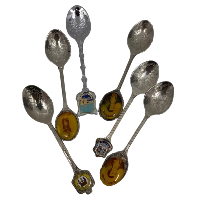 Vintage Souvenir Spoons Silver Plated 6 Pieces 