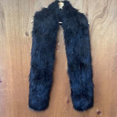 Unreal Fur Black Faux Fur Scarf / Collar Wrap 