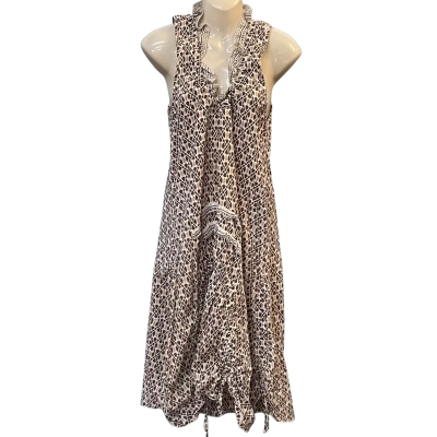 Sally Phillips Womens  Size 8 Midi Dress Beige / Brown / Grey / White 