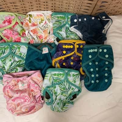 10x Baby reusable adjustable washable cloth nappies Bubakin toddler girls boys Li’L daks liners newborn toddler 