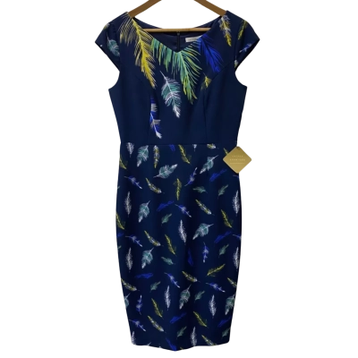 Anthea Crawford Womens  Size 10 Midi Dress Navy Blue/Multicoloured