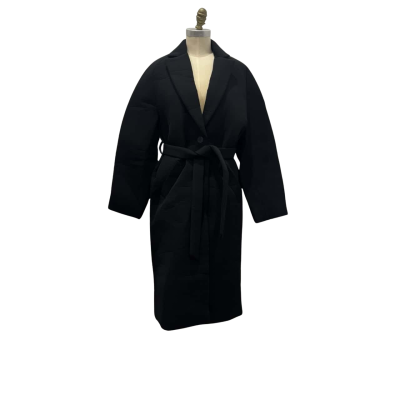 NEW Flannel Womens  Size L Trench Coat Black  
