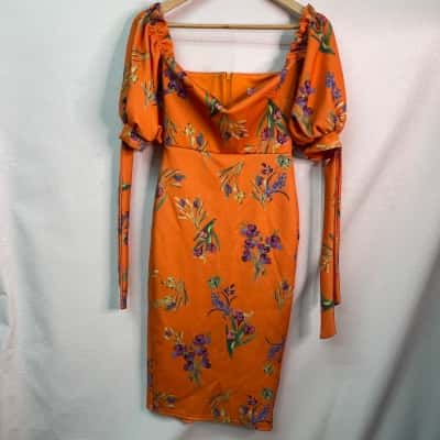 True Violet Womens  Size 8 Floral Dress Burnt Orange / Floral 