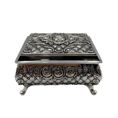 Sweet Vintage European Style Black Velvet Lined Jewellery / Keepsake Box (Small ) 10x 8 x 6 cm    (CAB)