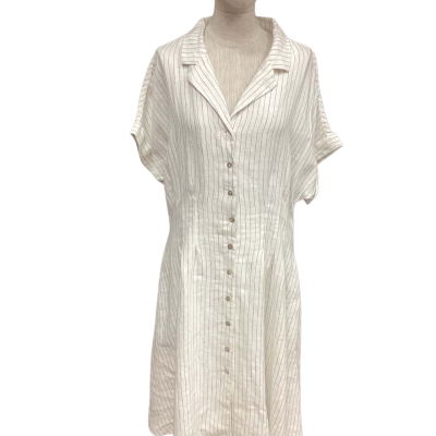 NEW - Rachel Zoe Womens  Size L Short Sleeve Dress  Grey / Off White / Striped 
