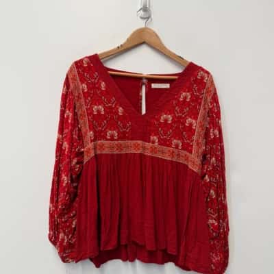 Spell & The Gypsy Red Long Sleeve Blouse - Size XS 
