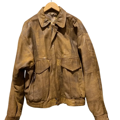  Basset Genuine leather Lined hand made Womens  Size 40 Biker Jacket / Bomber Jacket Brown 