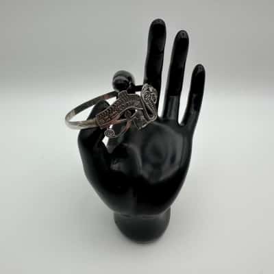 925 Silver Eye of Horus and Cobra Bangle - 18.4g