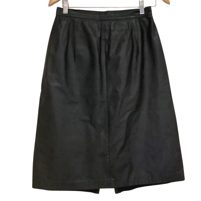 Vintage**WEST BAY NEIMAN MARCUS.  Black Leather A-Line Skirt. 