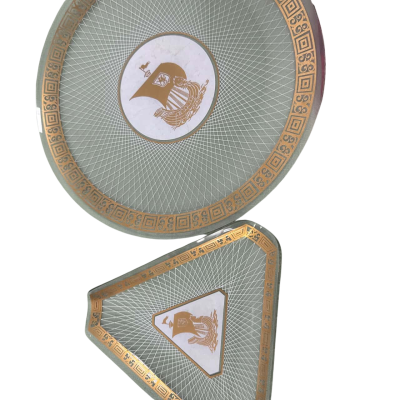 Vintage Mid-Century Glass Plate & Tray SET – Atomic Viking Ship Design 