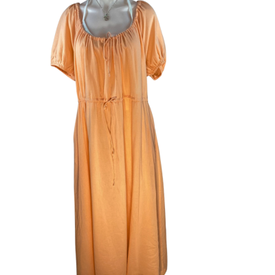 Oak Meadow - Peach Everyday Drawcord Midi Dress (Size L)