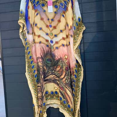  Womens Multicoloured / Mustard Jewel Kaftan (15)
