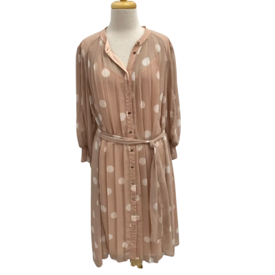 Veronika Maine Pink Polka Dot Midi Dress.  Size 14 