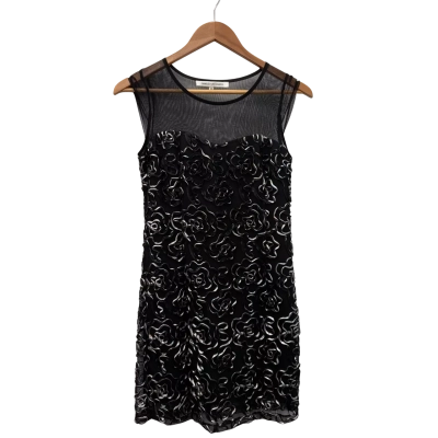 Diane Von Furstenberg Womens  Size M Mini Dress Black  / Silver 