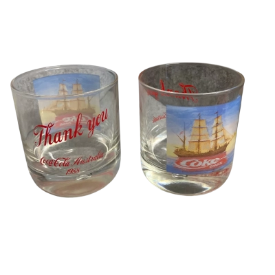 Vintage Coca-Cola Australia 1988 “Thank You” Glass Tumblers - Pair in orginal box