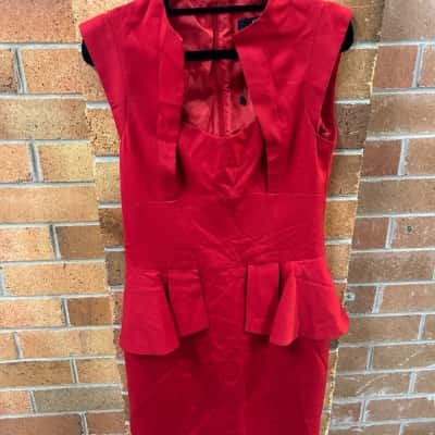 Cue Womens  Size 10 Midi Dress Red 