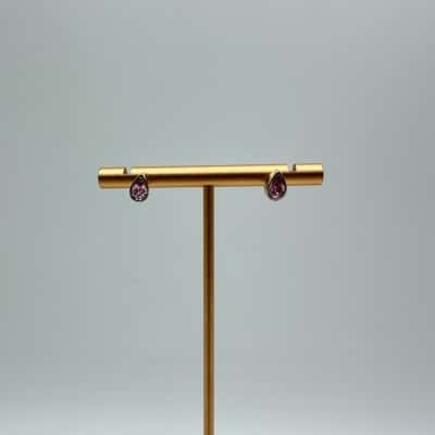 925 Sparkly Pink Stone Teardrop Earrings