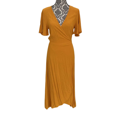 Shoulder Womens  Size M Casual Dress Mustard 