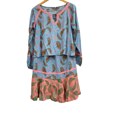 Adrift Womens  Size Floral Shirt and Skirt Set S Blue 