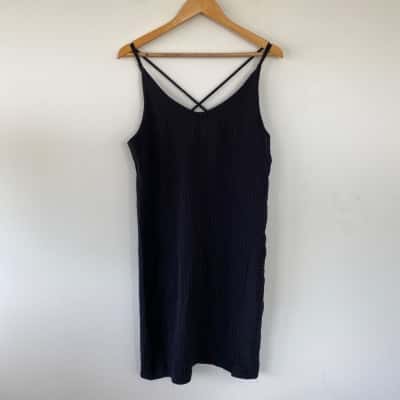 Topshop Navy Blue Pinstriped Midi Dress  Size 12 