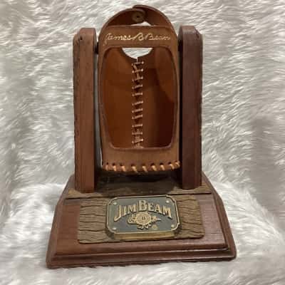Vintage Jim Beam Leather & Wood Bar Cradle 