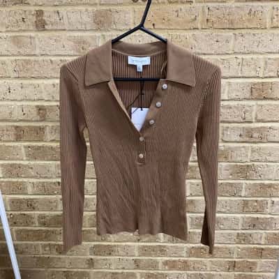 Witchery Womens  CREPE COLLAR HENLEY KNIT Size XS 