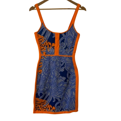 Sass & Bide Size S Bodycon Mini Dress Blue/ Orange