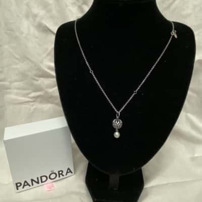 Pandora Womens 925Silver Necklace with Pearl 