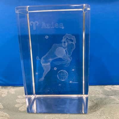 3D Laser-etched Crystal Block (Aries)