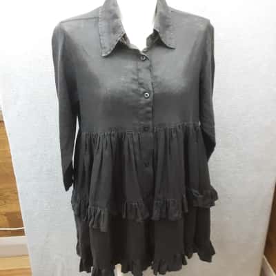  Womens  Size S/M Kaya and Lox oversized layered black linen dress 