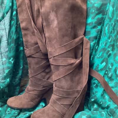 Marc Jacobs Knee High Suede Boots Size 37 Brown 