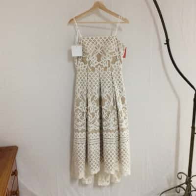 George Womens Size 12 Logan Ivory-Lace Lined Strapless Dress