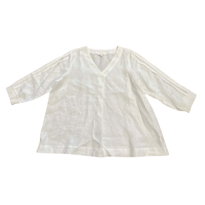 Yarra Trail Size 18 / Plus Size 3/4 Sleeve Top  White   Linen