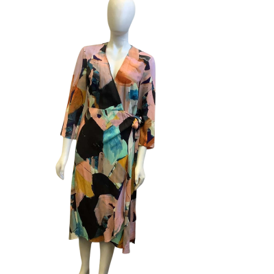 Brand New Spencer Shakespeare x Gorman Womens Size 10 Mindful Friends Wrap Dress Multicoloured   