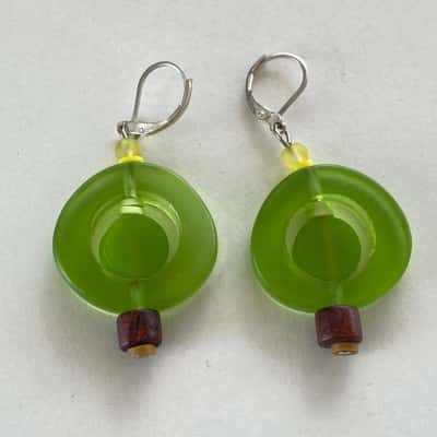 925 Sterling Silver Green Drop Earrings 