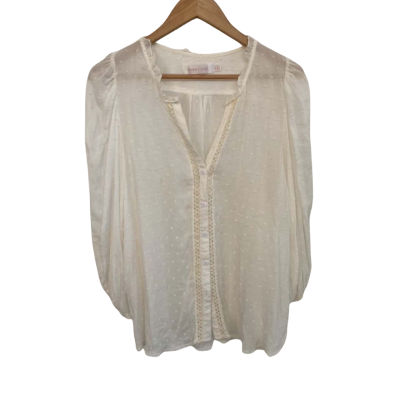 Sunny Girl Womens  Size 10 Button Up Top / Long Sleeve Top White 