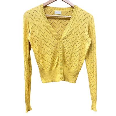 Gorman Mustard Yellow Silk-Blend Cardigan Size 8