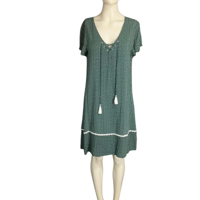 Stella Womens  Size 12 Casual Dress Green / White 